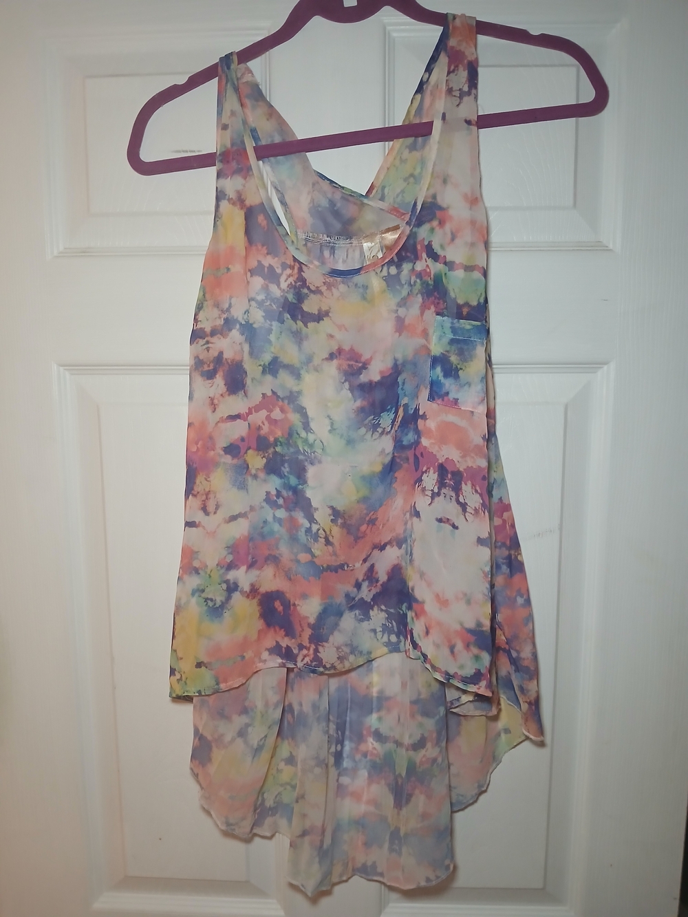 Eyeshadow Multicolor Pastel Tie-Dye High-Low Tank